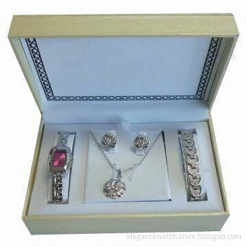 Jewelry watches with earrings and necklace